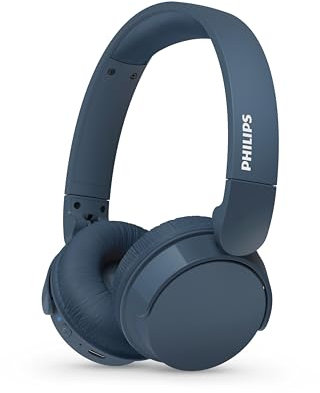PHILIPS TAH4209BL Cuffie On-Ear wireless bluetooth leggere con isolamento acustico passivo - 55 ore di riproduzione, suono naturale, chiamate chiare, bassi dinamici, 2 ore di carica USB-C- Blu