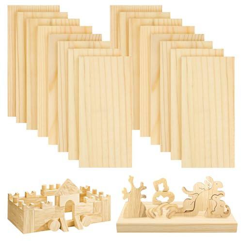 DOITEM 16 piezas 10 cm de madera de pino rectangular placa apta para manualidades pintura modelado de calado grabado decoración del hogar