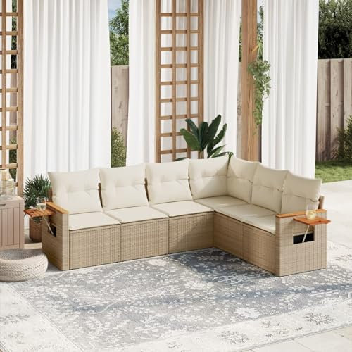 SECOLI Gartenmöbel-Set, Balkonmöbel aus PE-Polyrattan, Terrassenmöbel, Ecksofa Garten Balkonlounge Polyrattan Lounge Gartenlounge Terrassenmöbel Beige 6-tlg-Type-100