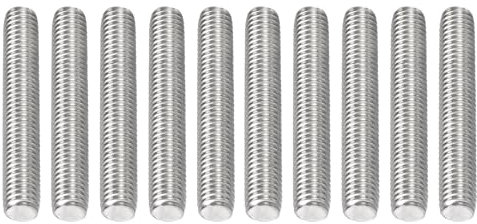 DTGN M8x1.25x50mm(DxPxL) Gewindestange - 10er Pack - Gut für Maschinen - Gewindestange aus 304 Edelstahl mit Rechtsgewinde - Silber