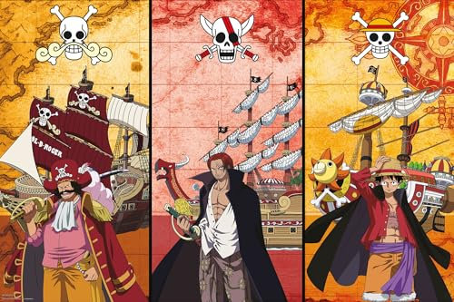 empireposter One Piece - Captains & Boats - Manga Anime Poster Grösse 91,5x61 cm + 2 St Posterleisten Alu 93,5 cm
