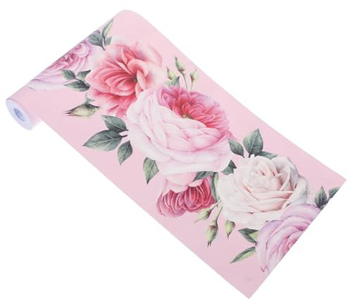 Gadpiparty 3 Meter Tapetenbordüre Zum Abziehen Und Aufkleben Rosa Rose 3D-Dekorative Blumenleiste Wasserdichte Tapetenbordüre WandbordüRe Selbstklebend Mit Blumenmuster Für Wandverkleidung Küche Badez