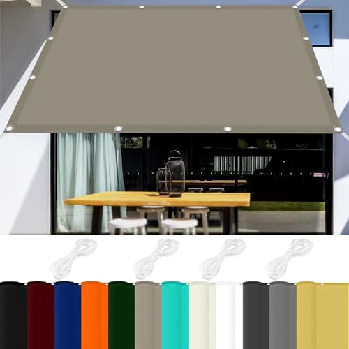 Sonnensegel Sonnenschutz Wasserdicht 2.5 x 5 m 98% UV Schutz Sonnensegel Quadratisch mit Ösen Und Kordel,PES Polyester für Garten Balkon Terrasse Camping, Khaki