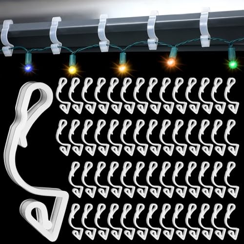 Namalu 50 Pcs Christmas Light Clips Gutter Hooks for Outdoor String Light | Weatherproof Hangers, Holiday Decor Clips, S-hook Design with Secure Attachment, Fits Standard Gutters, No-drill Installation