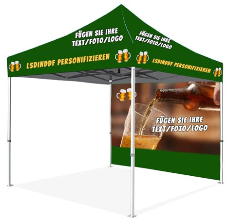 LSDINDF Personalisierter Pop Up Pavillon, Faltpavillon Camping, Personalisierter Pavillon mit Seiten, fügen Sie Ihren Text/Foto/Logo hinzu, für Veranstaltung, Werbung, Geschäftspräsentation.