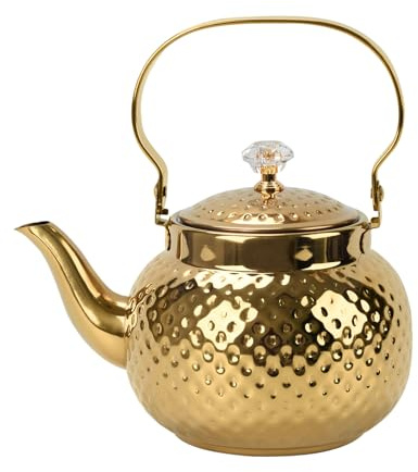 Hammered Tea Pot, Stainless Steel teapot Loose Leaf Kettle for Tea, Milk, Coffee, 1.2L Teapot with Strainer Stovetop Tea Kettle, Outdoor Travel Supplies, Tea Gift Sets for Women