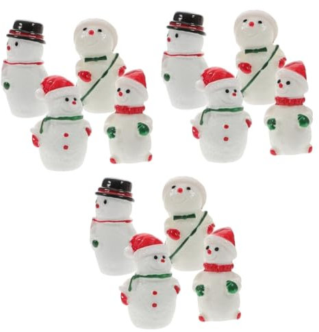 IMIKEYA STK Weihnachten Schneemann Ornamente Schneemann-Statuen Schneemann mit Hüten Schneemann-Figur Weihnachtsdekorationen Cute Decor Miniatur-Schneemann aus Harz Schneemann-Dekore