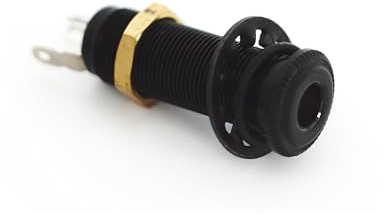 Guyker Stereo Long Threaded Output Jack - Pro Metal Guitar Bass Barrel Cylinder Input Output Jacks Plug Sockets with 3 Pins Replacement Part (1 Piece, Black)