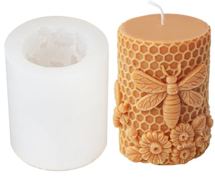 JS MOLD Bienenwaben-Kerzenform aus Silikon, 3D-Form für Bienenwachskerzen und Seifen (B)