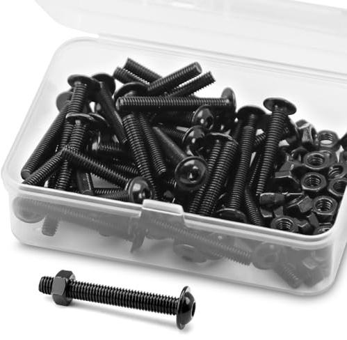 (40 Sätze) M4 x 20mm Innensechskantschrauben mit Flansch und Muttern Set, 304 Edelstahl Schwarzes Oxid, Linsenkopf Schrauben, Flansch Schrauben