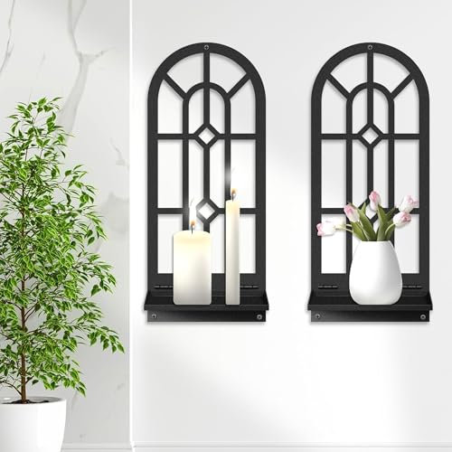 MEIYIFAN Kerzenständer Metall Wanddekoration 2er Set, Wandkerzenhalter, moderne Badezimmer Wandkunst, Ästhetik hängende dekorative Wandkunst für Wohnzimmer Schlafzimmer Badezimmer (16,5 x 7 in)