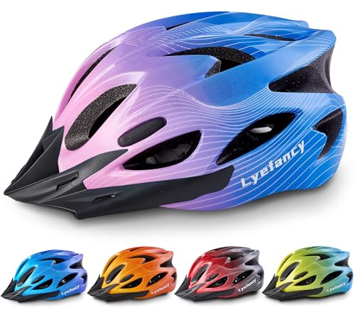 Lyefancy Casco da bici per bambini, per bambini dai 3 ai 14 anni, regolabile da 50 a 59 cm, per bicicletta, scooter, pattinaggio, ciclismo, con visiera (rosa)