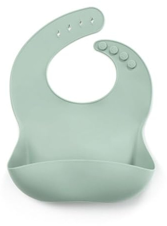 Jané Silikon-Lätzchen, aufrollbar, wasserdicht, schnelltrocknend, 4 Größenanpassungen, BPA-frei, spülmaschinenfest, Grün