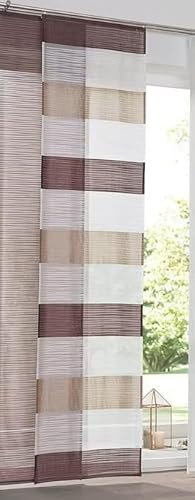 BB-Toy-Trades Cortina corredera con rayas horizontales en marrón, beige y blanco, a rayas, 1 unidad, ancho x alto: 57 x 245 cm