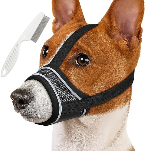 APOMOONS Maulkorb Kleine Hunde Nylon Giftköderschutz Hund mit Haustierkamm, Fressschutz Hund Giftköder Maulkorb Dog Muzzle, Verhindern Sie Möbelschäden, Bellen, Beißen(S)