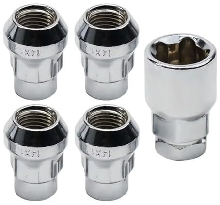 BASPHHH écrou Jante Compatible avec Ford pour SMAX pour Mondeo Les Roues de Voiture Silver avec écrous de Roue antivol 4 x 1,5 et clé Conique