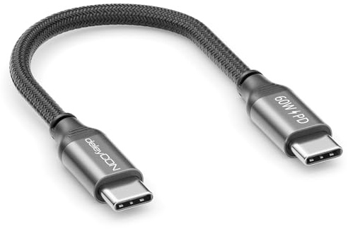 deleyCON 0,15m USB C Cable PD3.0 (60W Carga Rápida) Corto USB-C a USB-C para iPhone 17 16 15 Pro Max Air Galaxy S26 S25 S24 S23 Pixel iPad Pro MacBook Air Tablets Switch PS5