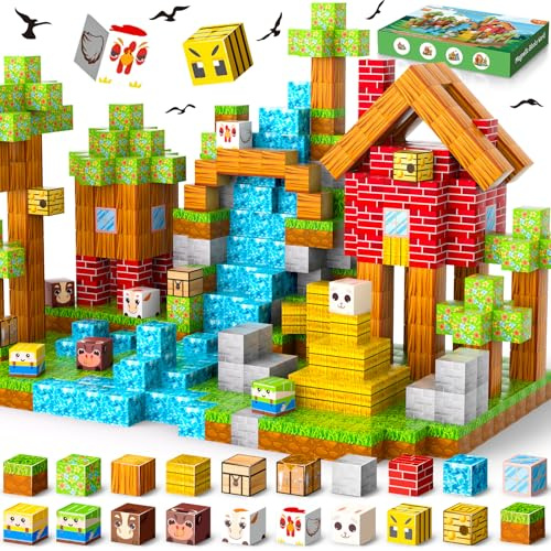 BuzzoXerex Costruzioni Magnetiche, 200 Pezzi Blocchi Magnetici per Bambini 2,5 CM Magneti Bambini con Istruzioni Per l'uso Giocattoli Montessori Cubi Magnetici per da 4 5 6 7 8 9 10 Anni