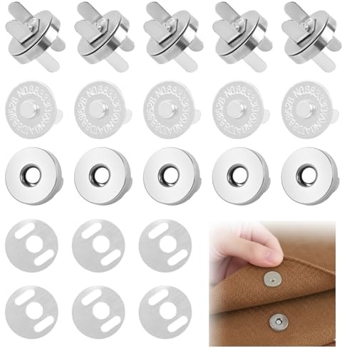 24 Stück Magnetknöpfe, 14 mm Magnetverschluss Tasche, Magnetische Knöpfe