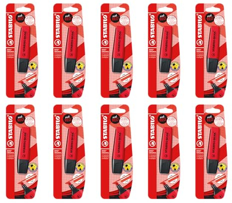STABILO BOSS ORIGINAL - REALRED - Evidenziatore - 10 x Pack da 1 - Rosso