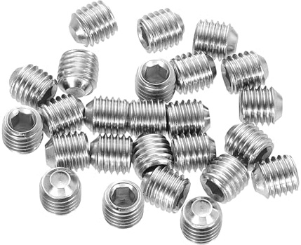 QUARKZMAN 25Pzs Juego De Tornillos De Fijación 1/4-28x1/4- (Plateado) | Tornillos Prisioneros, 304 Acero Inoxidable, Hexagonal Sin Cabeza Punta Cónica