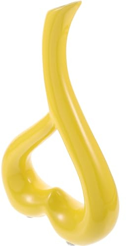 Ipetboom Contenitore per Fiori in Ceramica a Forma di Cuore Giallo Ornamento Decorativo per la Casa Portafiori Resistente Superficie Liscia per Soggiorno e Studio