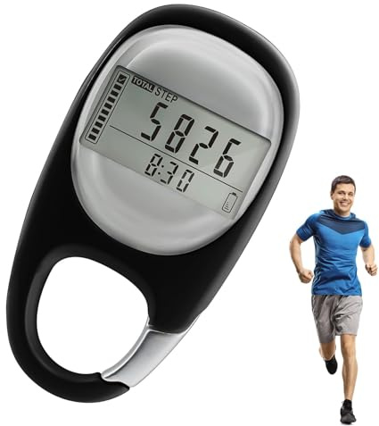 3D Podometre, PréCision Compteur De Pas,Montre Podometre avec Mousqueton,Enregistre Les Pas,La Distance Et Les Calories BrûLéEs.Suivi D'Activité Physique Et De Fitness pour Les Enfants Et Les Sen (A)
