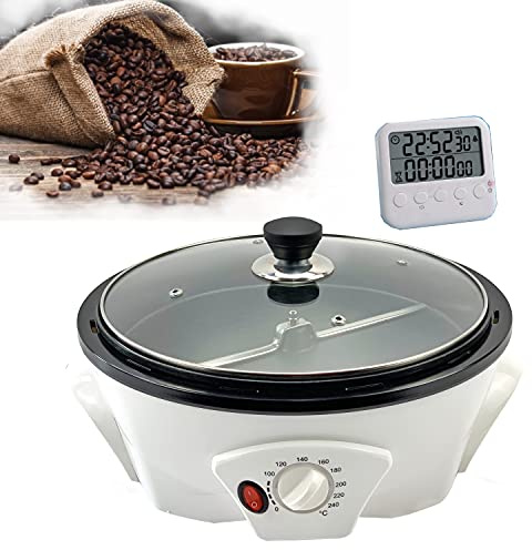 Tostador eléctrico de granos de café con temporizador y superficie antiadherente, capacidad de 500 g para uso doméstico y cafetería