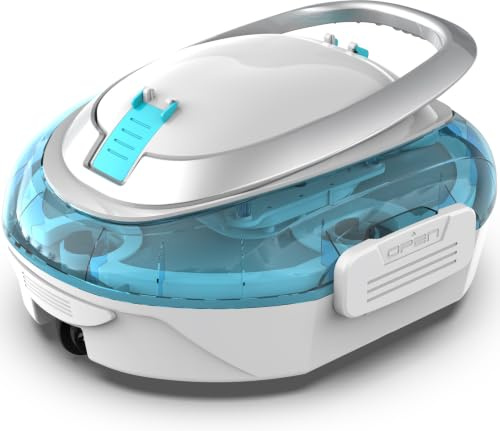 BRINBO S2 Poolroboter,Doppelfiltration,Kabelloser Poolsauger Akku,Blau | 90 Min Automatische Reinigung mit Selbsteinparkfunktion,Dual Motoren Poolreiniger für Flache Böden Pools bis 80 m²