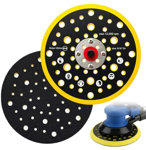 Plato Lijadora 150mm 52 Agujeros Base para Lijadora Orbital | Compatible con Mirka CEROS DEROS PROS, Almohadilla de Repuesto 6 Pulgadas para Pulido Molienda y Trabajos de Lijado