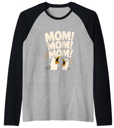 Mamma Mamma Mamma Look Divertente Gabbiano Madre Uccello Maglia con Maniche Raglan