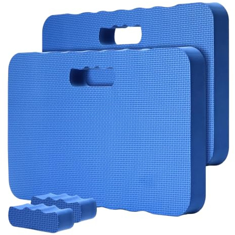 Relaxdays Kniekissen, 2er Set, Garten, Werkstatt, Yoga, Schaumstoff, blau | Tragegriffe, HxBxT: 4 x 46 x 28 cm, Kniehilfe