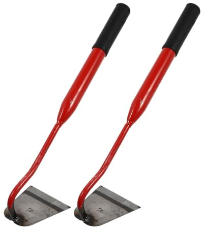 2 Pezzi Zappetta da Giardino Portatile in Acciaio al Carbonio Rosso | Orto e Fiori, Preparazione del Terreno e Sarchiatura, Attrezzo Compatto da Lavoro
