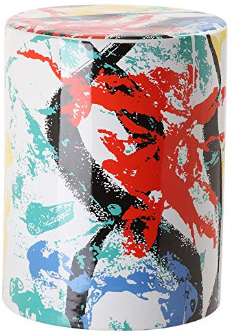 Safavieh Kes Modern Abstract Ceramic Decorative Garden Stool, Multicolored