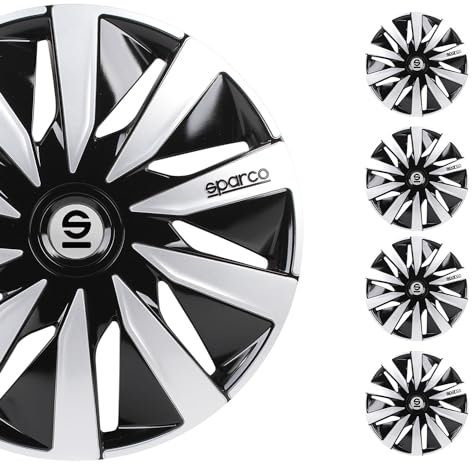 Sparco SPC1591BKSV Coperchio MOZZO Lazio Bicolore Nero/Argento 15, Set di 4