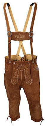 McWilliams Lederhosen mäns autentisk bayersk tysk brun - Oktoberfest läderbyxor, Brun, German 52 / US 36