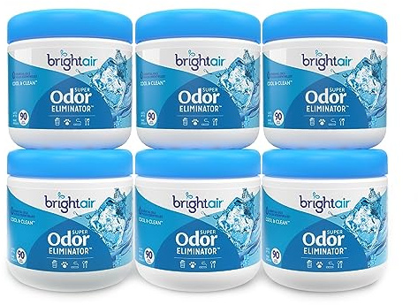 Bright Air 14 oz. Super Odor Eliminator, For Medium-Size Spaces, Cool & Clean Scent, Case of 6,Air Freshener, Natural Essential Oils, Lasts Up to 90 Days Each
