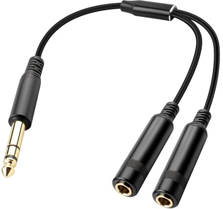 1/10,2 cm 6.35 mm spina stereo/maschio a doppio 1/10,2 cm 6.35 mm jack/femmina splitter cavo adattatore convertitore 30 cm