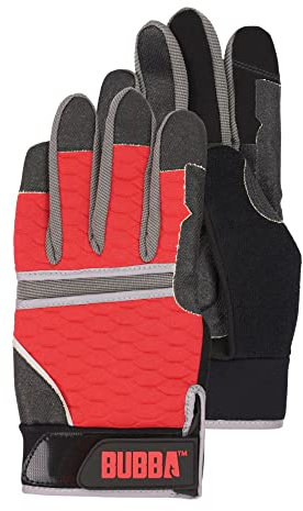 BUBBA Ultimate Fishing Gloves with Cut Resistant Construction, Cloth Thumb and Touch Screen Usability for Fishing, Angling, Boating and Outdoors, Large