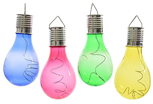zeitzone 4 Stück Solar Glühbirne für Garten LED Bunt Partyleuchten für Pavillon Partydeko