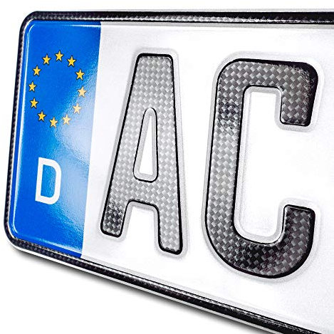 schildEVO 1 Carbon Kfz Kennzeichen | 470 x 110 mm | Kurzes Autokennzeichen 47 cm | OFFIZIELL amtliches Nummernschild | DIN-Zertifiziert – EU Wunschkennzeichen mit individueller Prägung