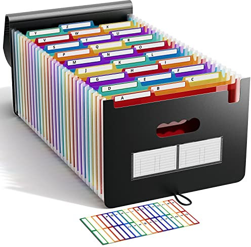 ABC life Dokumentenmappe A4 26 Fächer, Fächermappe Sortiermappe Bunte Datei Ordner Regenbogen Aktenordner Ordner Akkordeon Design A4 Größe Grosse Kapazität Wasserdicht Materia mit Deckel