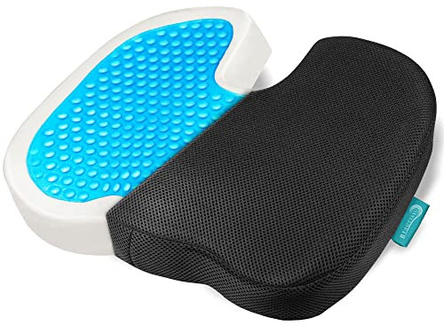 Beautissu Coussin de siège orthopédique Gel Mousse à mémoire de Forme BeauErgo GS Coussin Gel Voiture et Bureau - 45x35x7 cm - Coussin sciatique