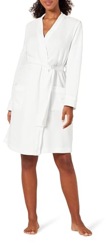 Amazon Essentials Women's Lightweight Cotton Waffle Mid-Length Bathrobe (Available in Plus Size), Bright White, X-Small