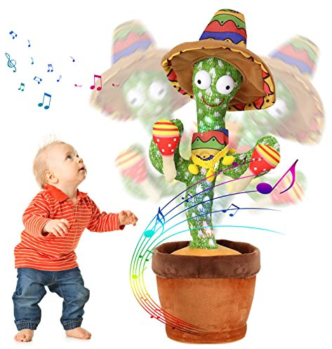 seOSTO Cactus Qui Danse, Jouet Cactus Qui Repete Talking Cactus Peluche, Cactus Qui Danse et RéPèTe Cactus Dansant Cactus Parlant pour Enfants Adultes