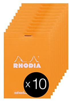 Rhodia 12558C 10 Notizblöcke N.12, 8,5x12cm 80 Blatt dot Lineatur Orange