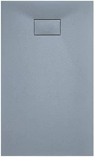 Piatto Doccia Spessore 2.6 Cm In Resina Con Griglia Di Copertura Effetto Pietra Ardesia Stone Riducibile Filopavimento Indistruttibile Antiscivolo Arredo Bagno Colore Grigio (70x100 cm)