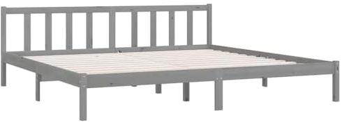 vidaXL Kiefer Massivholzbett Bettgestell Bett Holzbett Doppelbett Futonbett Bettrahmen Schlafzimmerbett Schlafzimmermöbel Grau 200x200cm