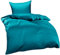 Bettwaesche-mit-Stil Mako Interlock Jersey Bettwäsche Garnitur Uni/enfarbig 100% Baumwolle 135x200 + 80x80, Petrol Blau