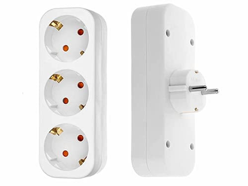 Anlising Enchufe Múltiple, Adaptador con 3 Tomas, Enchufe Múltiple Pared, Adaptador Portátil, para Oficina, Cocina, Familia e Viaje (Blanco)